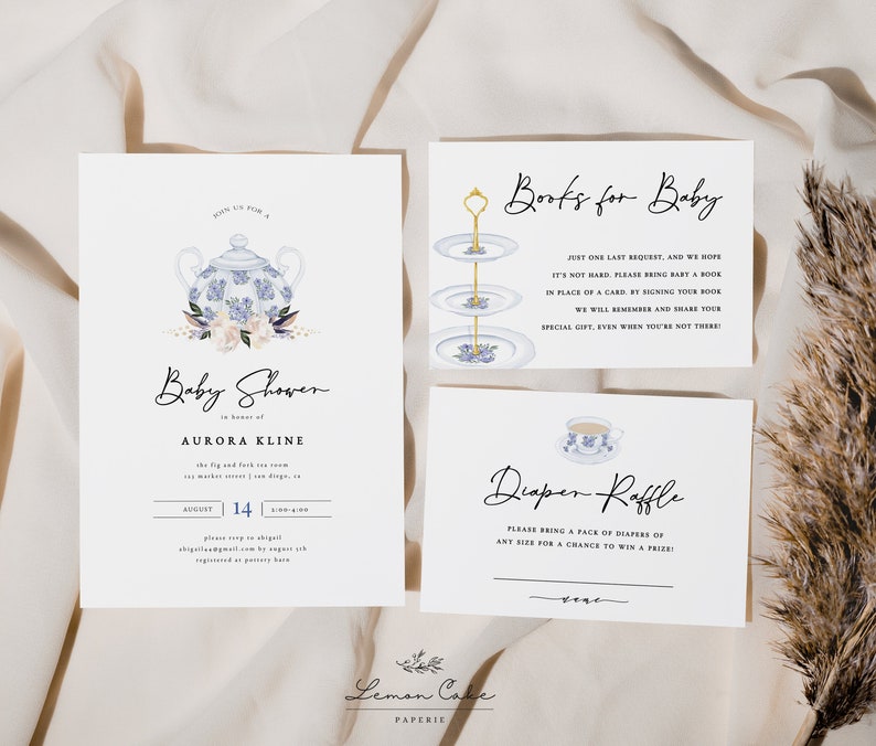 Elegant Tea Party Baby Shower Invitation Printable Teapot Etsy