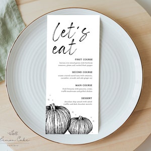 Rustic Fall Menu Template, Farmers Market Menu Card, Printable Pumpkin Theme Menu, Wedding Menu, Baptism, Baby Shower, Bridal Shower, Autumn image 4