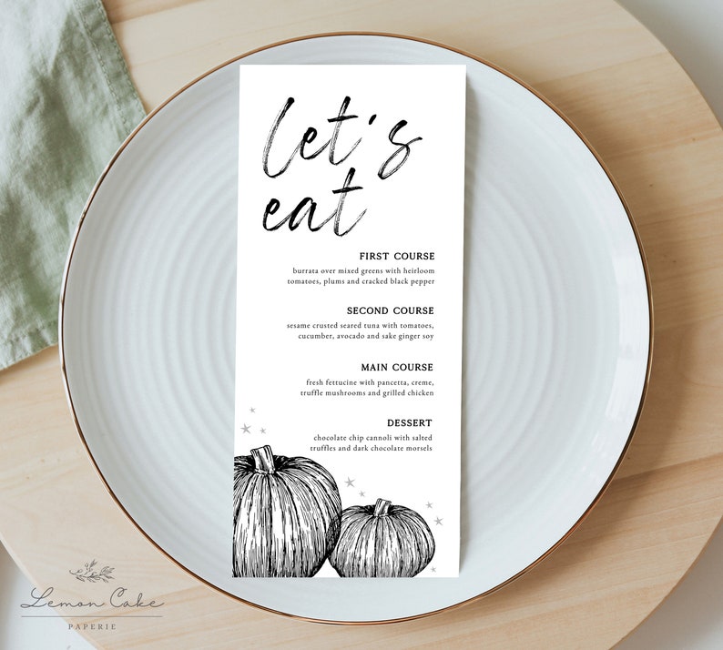 Rustic Fall Menu Template, Farmers Market Menu Card, Printable Pumpkin Theme Menu, Wedding Menu, Baptism, Baby Shower, Bridal Shower, Autumn image 4