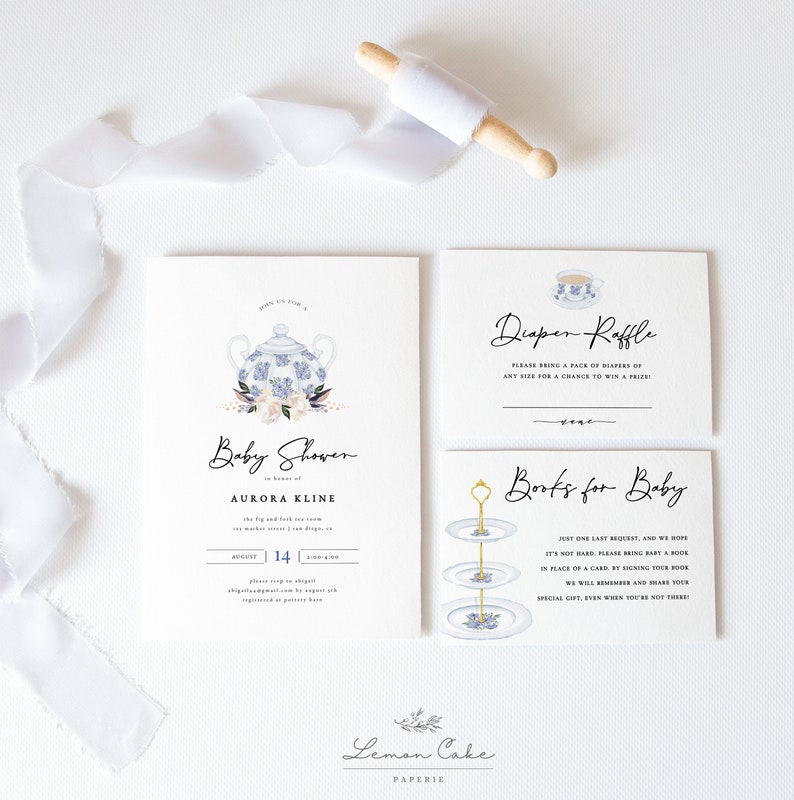 Elegant Tea Party Baby Shower Invitation Printable Teapot Etsy