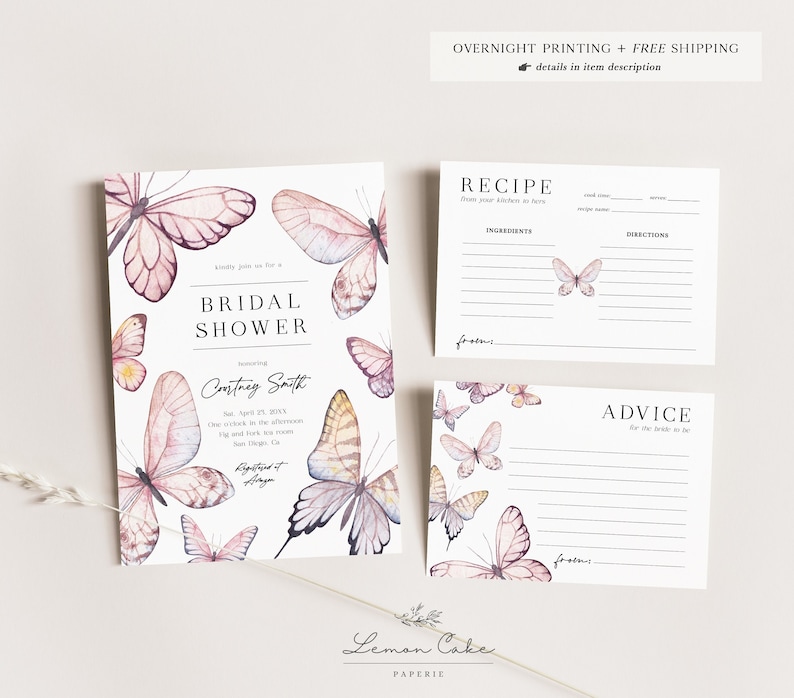 Butterfly Bridal Shower Invitation, Spring Bridal Brunch Invite, Printable Invitation, Editable Invite, Butterfly Kisses, Garden Party 127 
