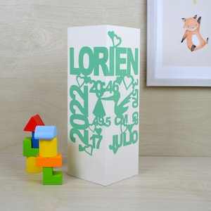 New baby gift, personalized gift for newborn, table lamp birth announcement for nursery decor. Nightlight with birth stats, christening gift