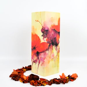Paralume da tavolo con fiori, disegno ad acquerello stampato che puoi scegliere. Lampada rossa per arredamento domestico, lampada regalo. Lampada di carta con paralume a fiore