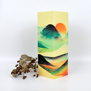 Japanische Tischlampe, japanisches Dekor Haus. Japanische Kunst gedruckt auf recycelter Baumwolle, Geschenk im japanischen Stil. Japanischer Lampenschirm, Geschenklampe.