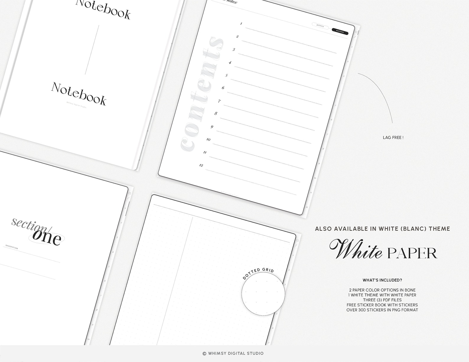 Digital Notebook 12 Hyperlinked Tabs 40 Note Templates for iPad
