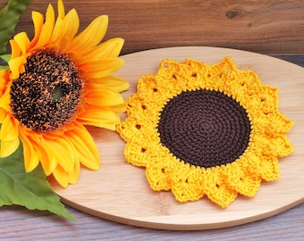 Posavasos "GIRASOL" - Patrón de crochet en PDF / Posavasos "GIRASOL" - Patrón de crochet