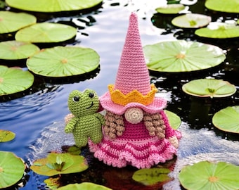 GNOMO PRINCESA – Patrón de ganchillo en PDF en alemán: Gnomo con rana