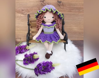 LITTLE MISS MIA - Muñeca con vestido y sombrero / Patrón de crochet en alemán - (pdf)