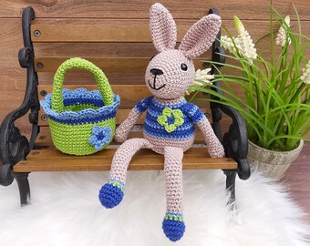 Mr. BUNNY - PDF Häkelanleitung  Hase mit Körbchen / Crochetpattern  Bunny with Basket
