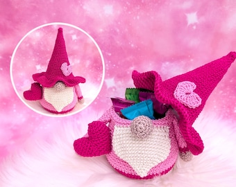 Gnomo de corazón para rellenar – Patrón de crochet en PDF en alemán
