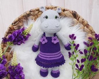 SEÑORITA NELLY - Patrón de crochet hipopótamo en PDF / Patrón de crochet Hipopótamo