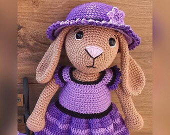 SEÑORITA MATHILDA - Patrón PDF de crochet conejito con vestido y gorro / Patrón de crochet conejito con vestido y gorro