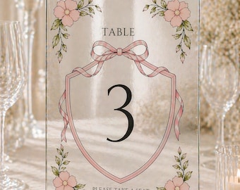Floral Stained Glass Wedding Table Sign Template, Editable Ceremony Decor (Digital)