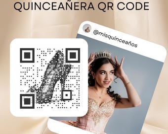 Custom Quinceañera QR Code | Cinderella Shoe Inspired QR Design | Unlimited Scans, (Png, Download 24 Hours) | Birthday QR Code for Invite