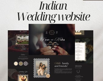 Elegant Indian Wedding Website Invitation, Mehndi Wedding Website Invitation Canva, Haldi Wedding Site Invitation (Digital Download), Hindu