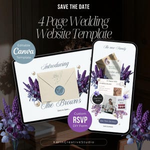 Lavender Wedding Website Template | Editable Canva Invitation (Digital Download)
