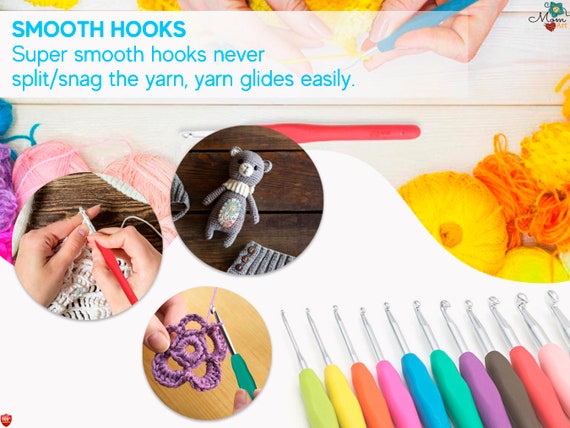  2mm 4.5mm Crochet Hooks Extended Knitting Needles Ergonomic  Crochet Hooks Kit for Arthritic Hands with Stitch Markers Needles for  Beginners and Crocheting Yarn