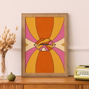 Trendy Wall Art, 70 Decor, Retro Lip Poster, Funky Art Print, Groovy Print, Retro 60s Home Decor, Vintage Poster, Psychedelic Poster, Hippie