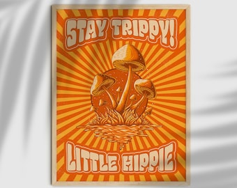 Mushroom Retro 70s Poster: Groovy Hippie Wall Art (Digital Download)
