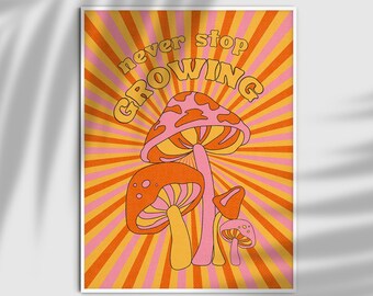 Retro Mushroom Print: 70s Groovy Home Decor (Digital Download)