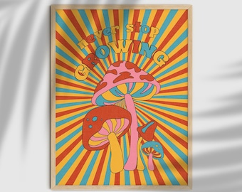レトロなキノコのウォールアート：70年代ヒッピー風インテリア