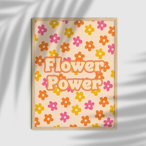 70s Floral Pattern Print, Flower Power Print, Retro 70s Home Decor, 70s Flower Poster, Vintage Poster, Retro Quote Art, 70s Decor, Wall Art