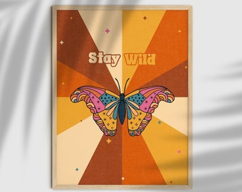 70s Butterfly Wall Art: Retro Dorm Decor (Digital Download)