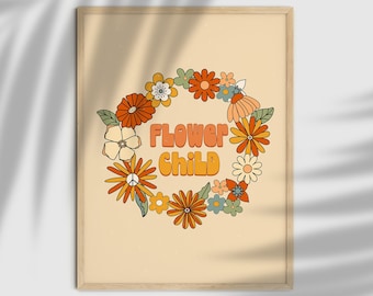 70er Jahre Blumenbild: Retro Blumenkind Kunst (Digitaler Download)