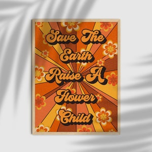 Flower Child Art, 70s Decor, 70s Floral Pattern Print, Hippie Print, Retro 70s Home Decor, Vintage Poster, Colorful Home Decor, 70s Wall Art