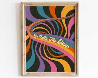 70s Psychedelic Rainbow Art Print: Retro Home Decor (Digital Download)