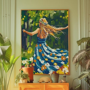 Hippie Kunst Poster, 1970er Jahre Blumendruck, Retro Ästhetische Malerei, Teenager Mädchen Zimmer Dekor, Bunte Blumen Wandkunst, Trendige Nostalgie Geschenk Dekor