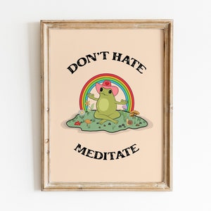 Groovy Poster, Frog Wall Decor, 70s Poster, Aesthetic Room Decor, Cottagecore Poster, Colorful Wall Art, Vintage Poster, Cute Frog Gifts