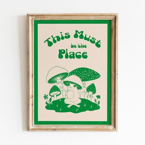 Frog & Mushroom Retro Poster: 70s Groovy Wall Art