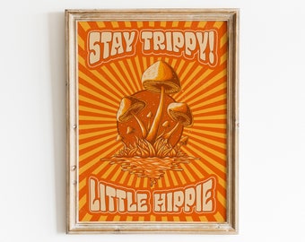Hippie Poster, 70er Jahre Poster, Psychedelische Pilze Print, Retro 70er Jahre Home Dekor, Vintage Poster, Psychedelische Kunst, 70er Jahre Dekor