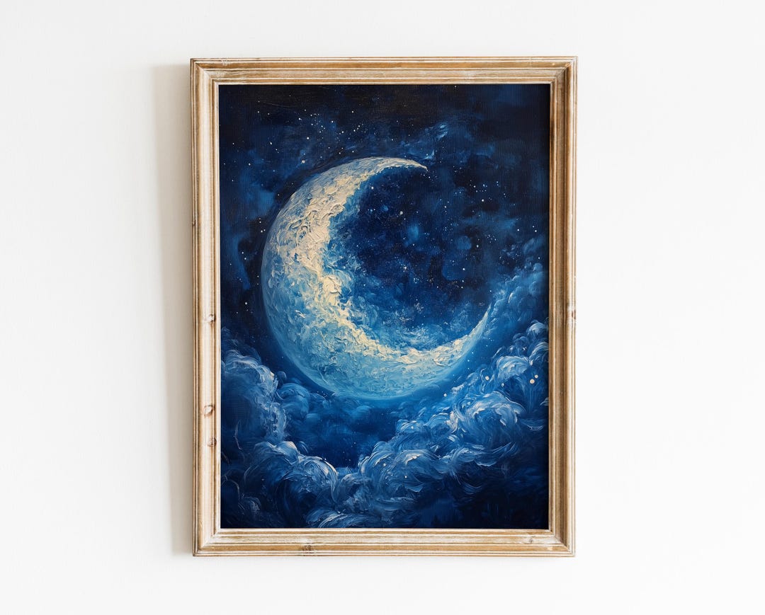 Moon Poster Downloadable Print, Celestial Moon, Starry Night Sky Wall ...