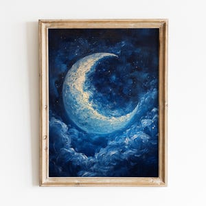Mond Poster herunterladbare Druck, himmlische Mond, Sternenhimmel Wandkunst, mystischen Mond Mond Vintage Poster, himmlische druckbare Kunstdruck
