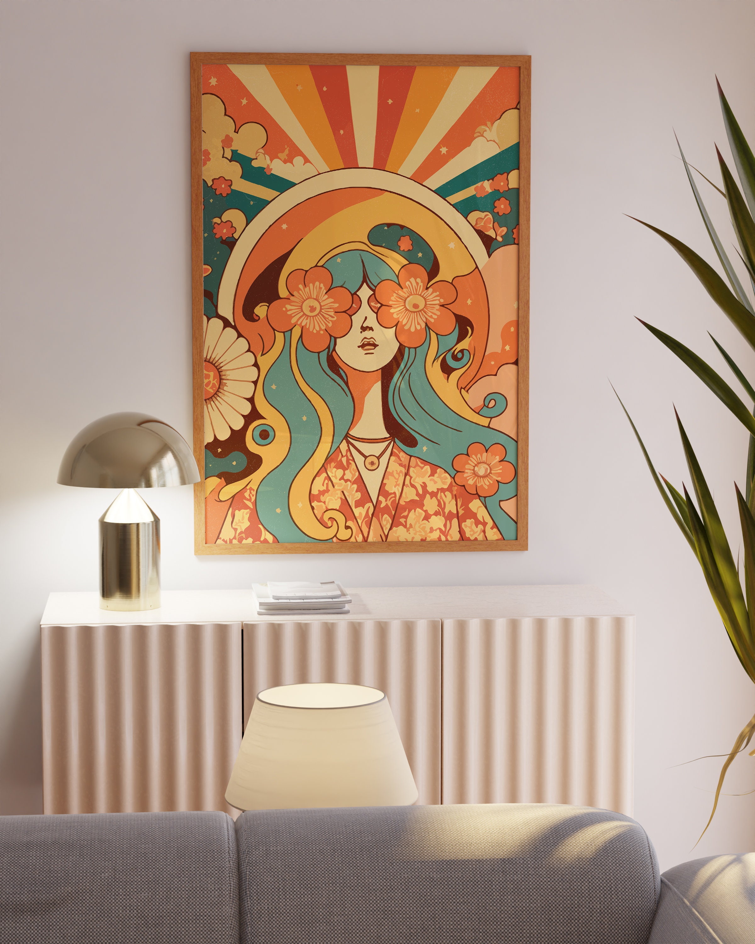 Flower Child Art, 70s Decor, Printable Wall Art, 70s Hippie