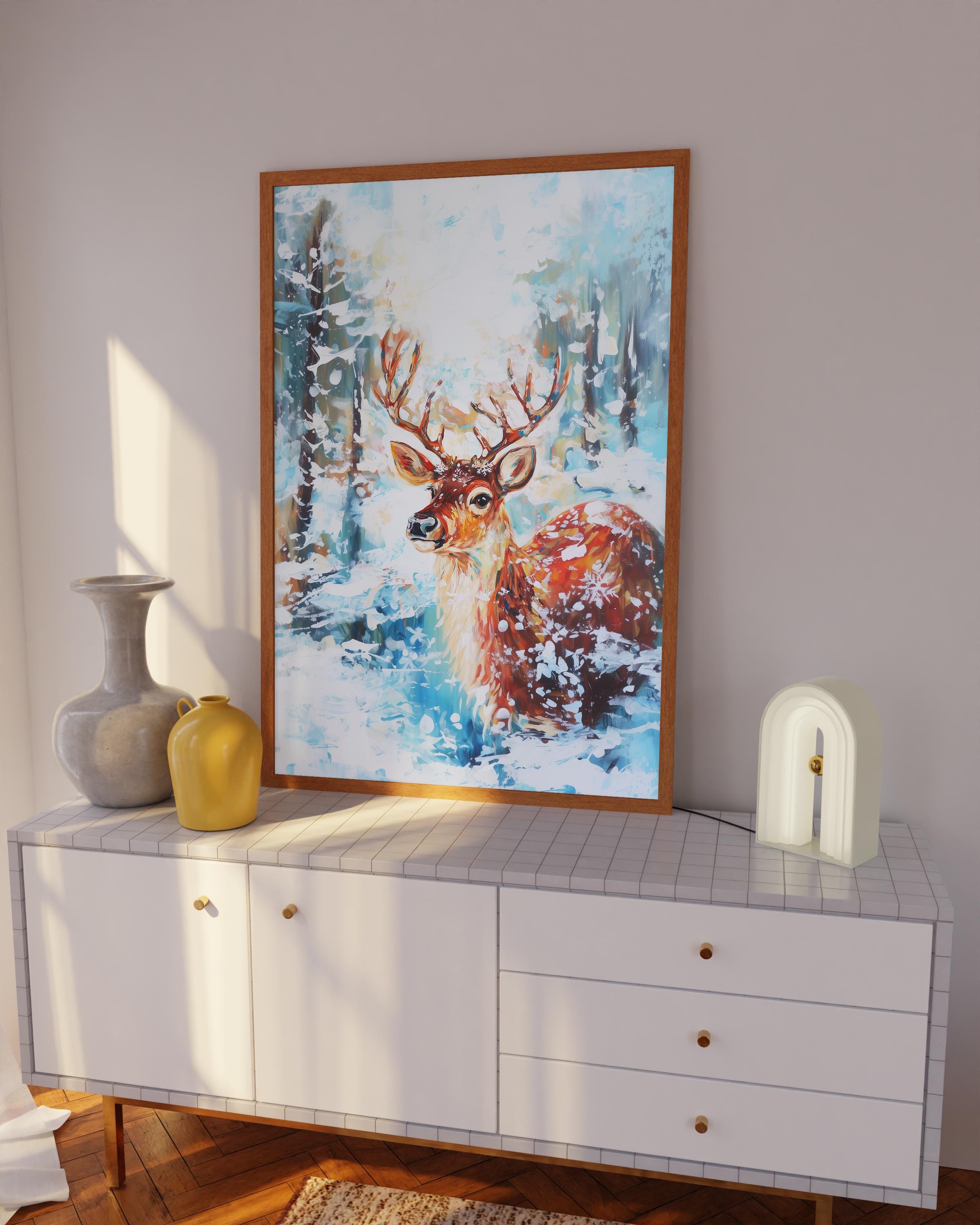 Weihnachts Wandteppich 230x180cm - 3D Digitaldruck Winterlandschaft Wandbehang