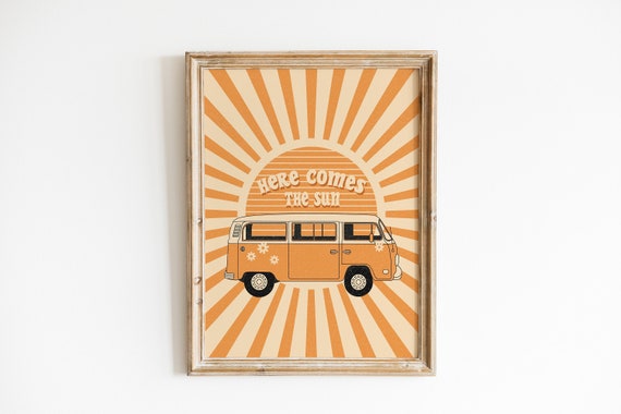 Here Comes the Sun Print: 70s Hippie Van Poster (digital Download