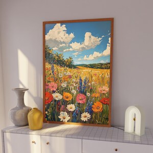 Wildflower Meadow Art Print: Impressionist Floral Landscape