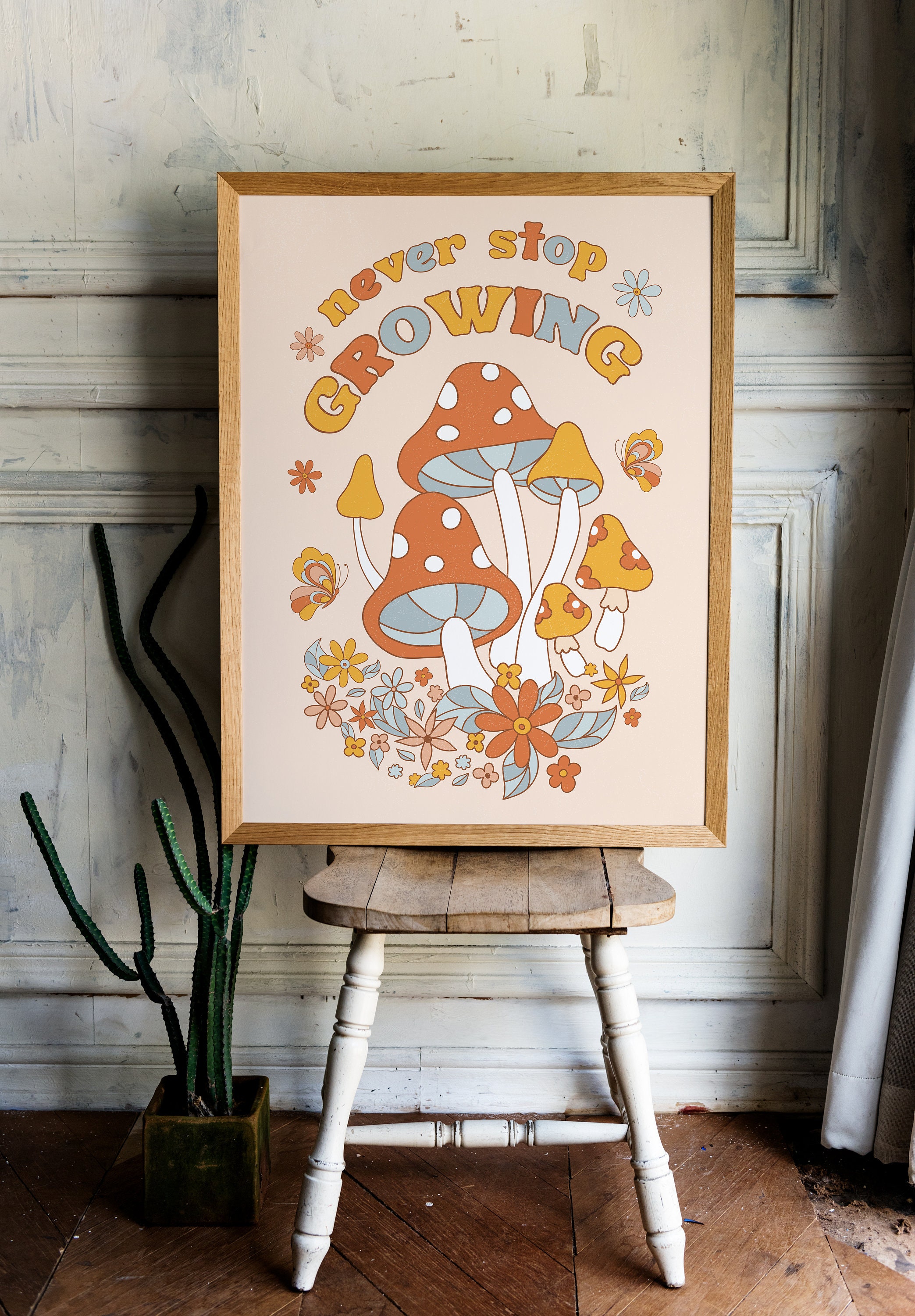 Retro Mushroom Print: 70s Style Groovy Art Poster - Etsy UK