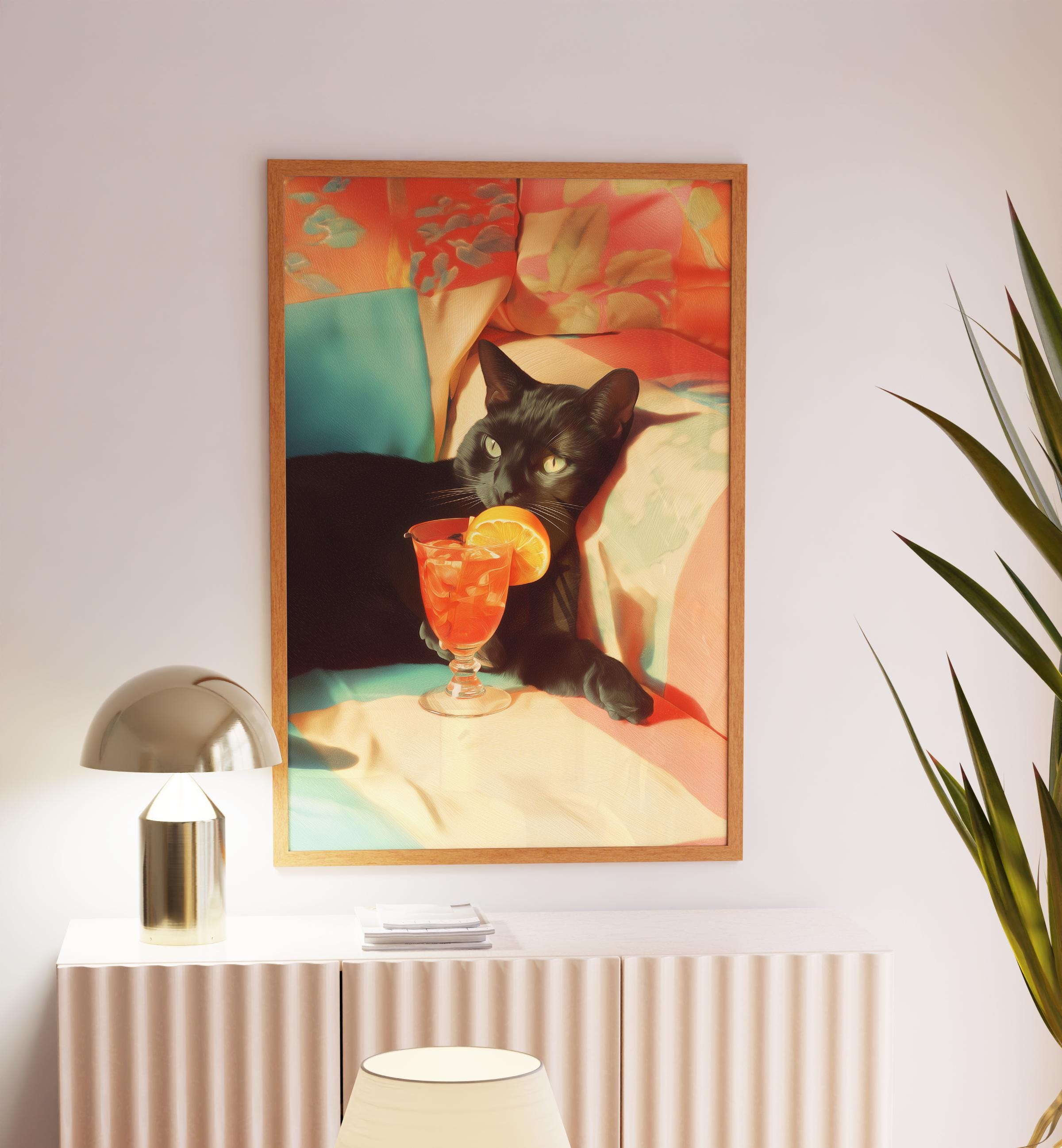 Retro Black Cat Cocktail Art Print: Vintage Home Bar Decor - Etsy