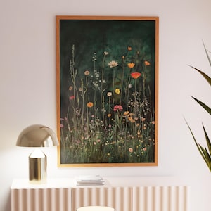 Wildflower Field Art Print: Vintage Botanical Cottagecore Wall Decor