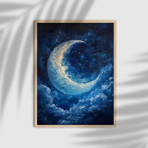 Moon Poster Downloadable Print, Celestial Moon, Starry Night Sky Wall ...