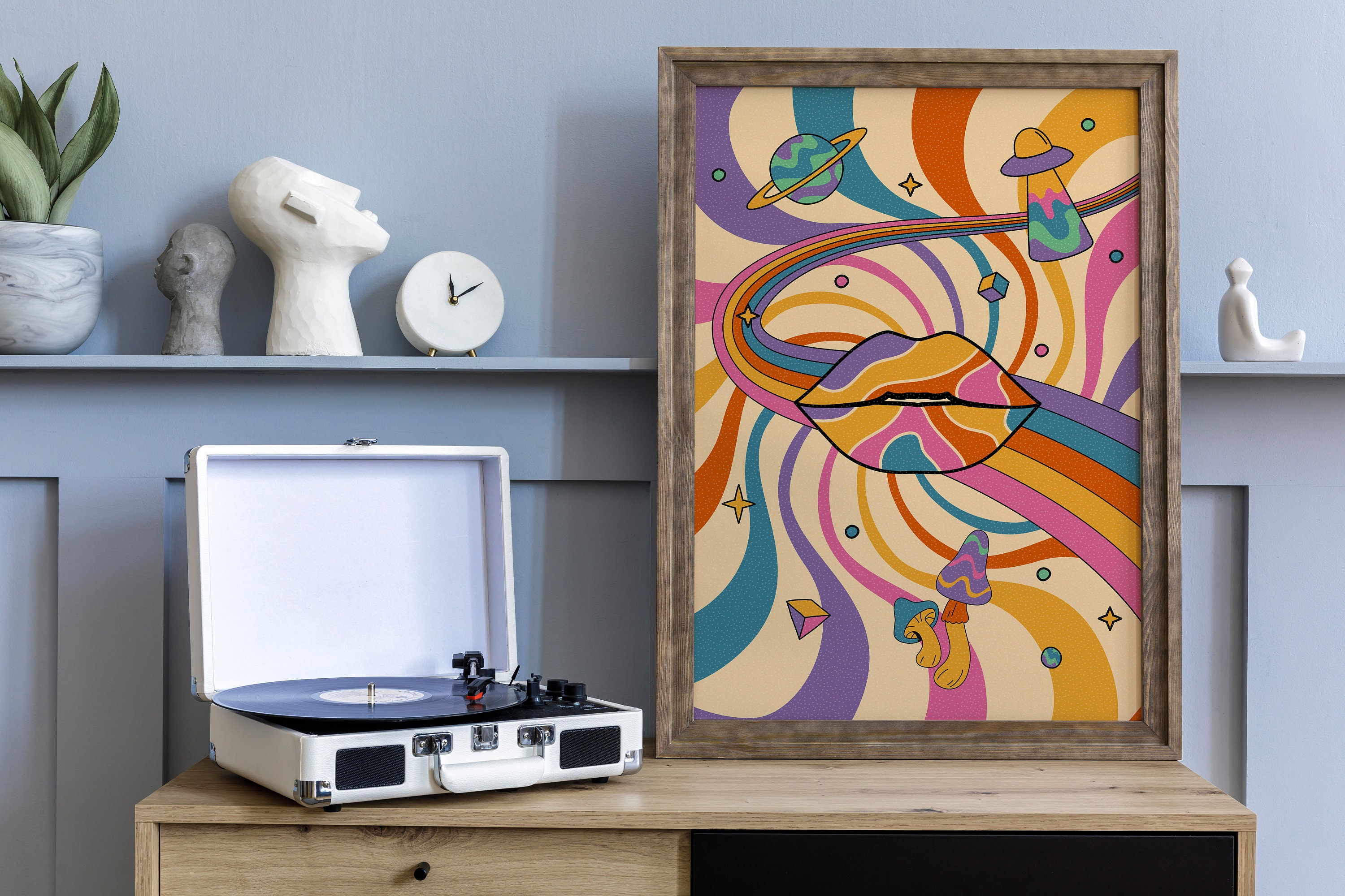 70s Psychedelic Print, Retro Groovy 70s Print, Funky 60s
