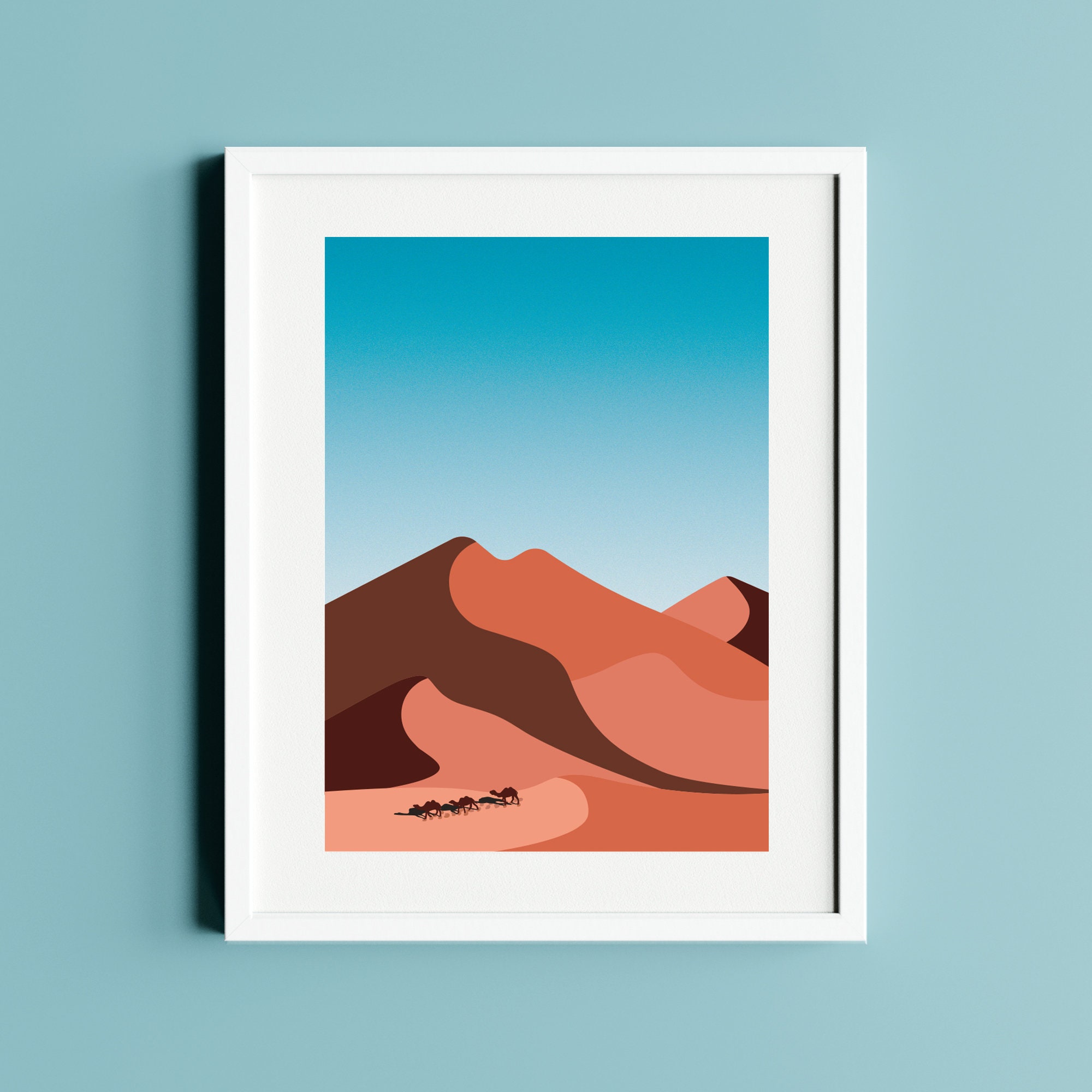 Affiche A3 Paysage Désert Sahara Afrique Illustration Voyage Décoration Murale