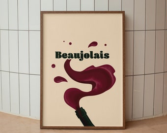 A3 poster Vin Beaujolais wine bottle Kitchen bar decoration