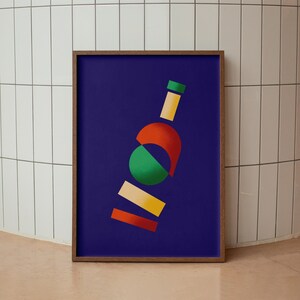 Affiche A3 Bouteille de vin pop art abstrait minimaliste bourgogne beaujolais bordeaux Décoration de bar cuisine