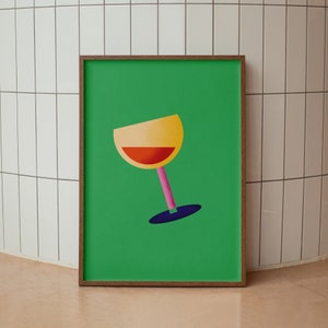 Affiche A3 Verre de vin pop art abstrait minimaliste bourgogne beaujolais bordeaux Décoration de bar cuisine