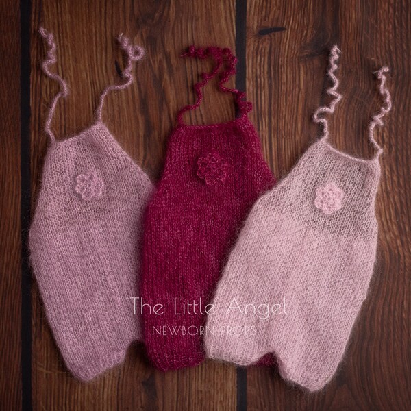 FLOWER ROMPERS  - hand knitted rompers, newborn rompers, mohair rompers, for newborn photography, newborn props